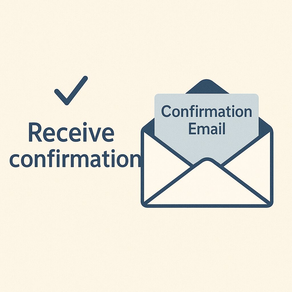 Receive confirmation email