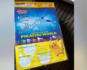 Rare Pokémon Pikachu World Collection card from LEGEND series showing vintage gameplay mechanics