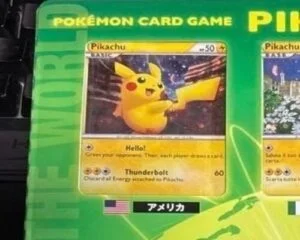 Japanese Green Version Pikachu card with green background from Pokémon World Collection set