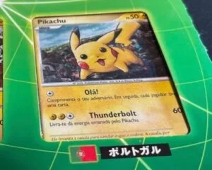 Polish Pikachu card with flowers in white and red flag pattern from Pokémon World Collection