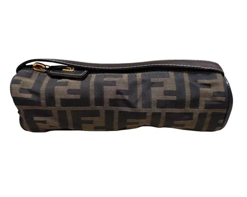 FENDI Zucca pouch side view canvas leather
