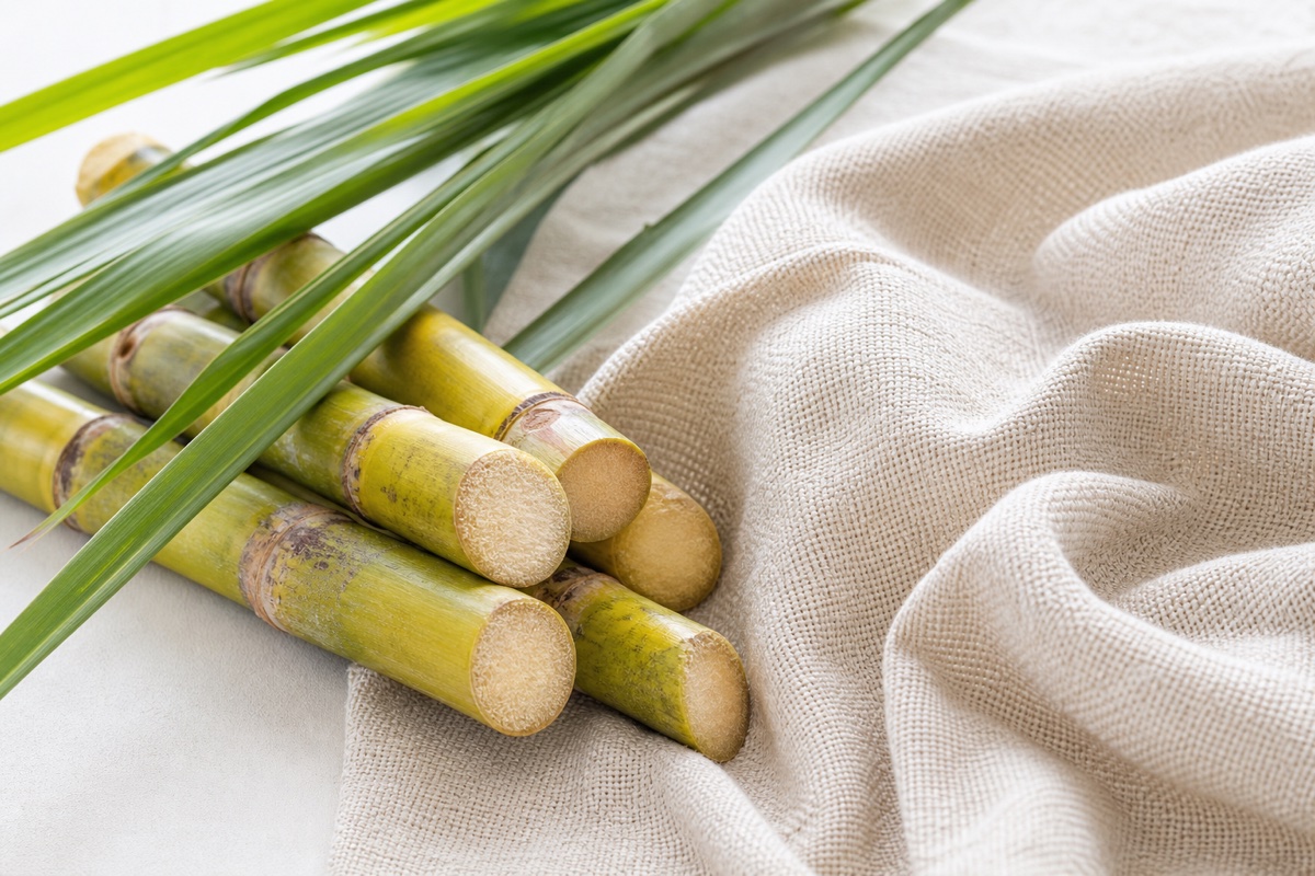 Image of sugarcane and recycled materials