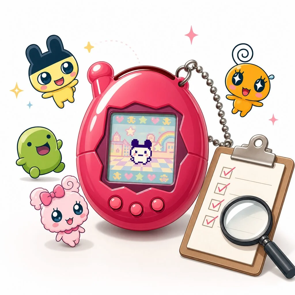 Console de jeu Tamagotchi Plus Color Version Magenta Red Model Bandai Limited Condition Checklist