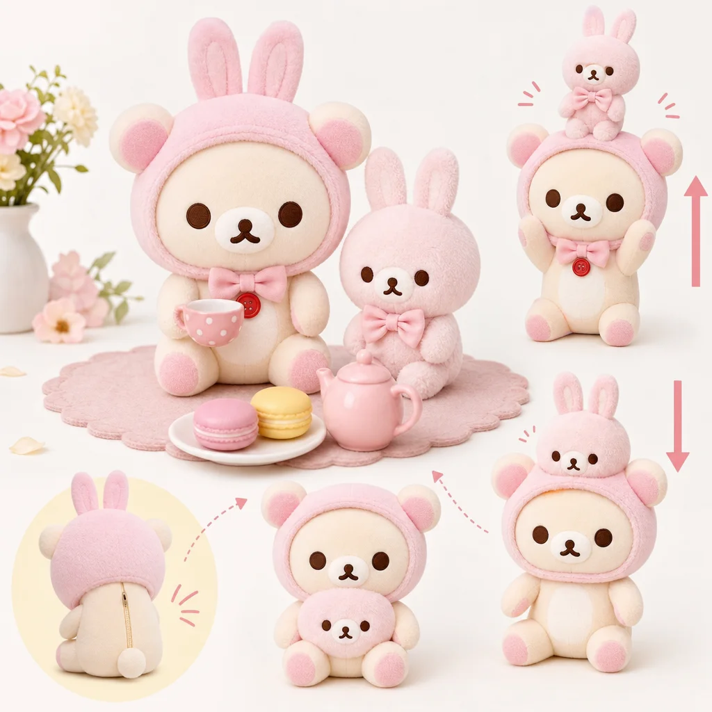 Korilakkuma and Rabbit Tea Time Plush doll up down bunny Gimmick 2020 SAN-X About This Item