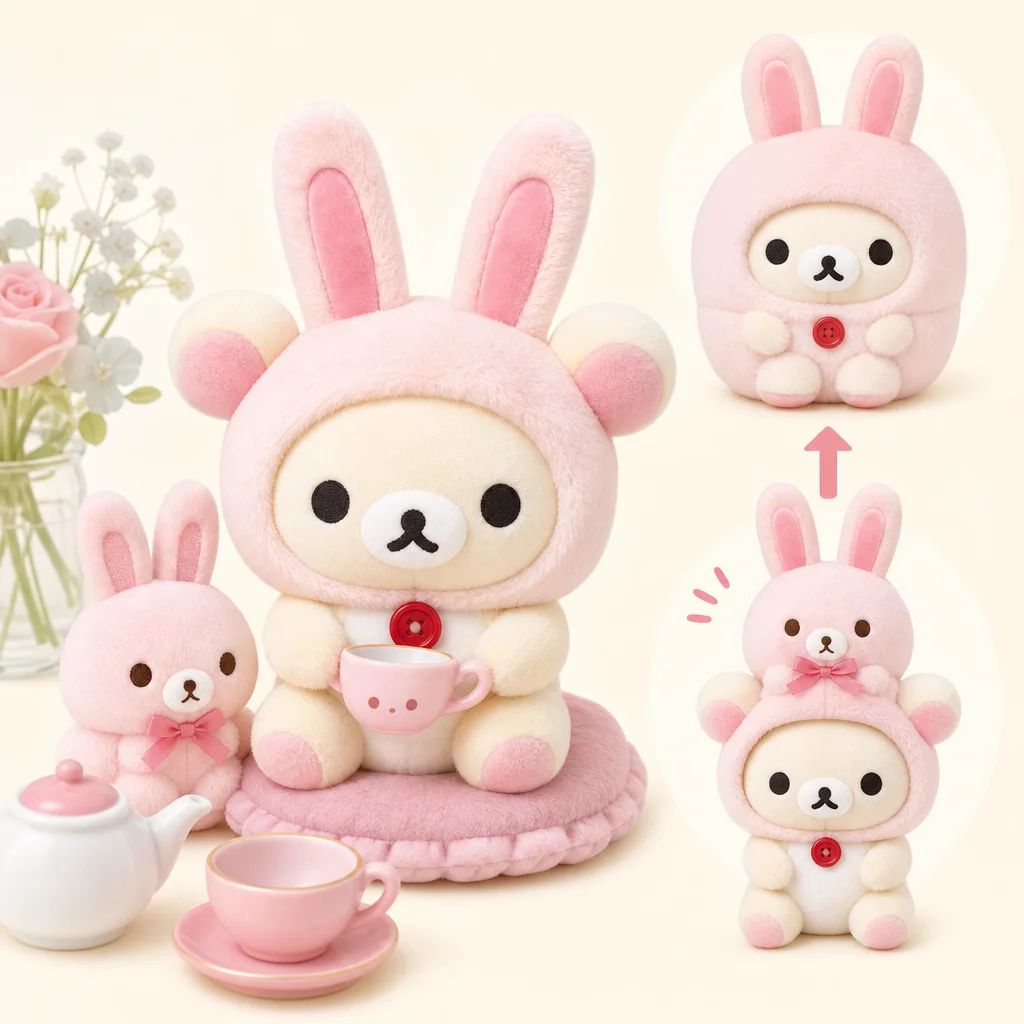 Korilakkuma and Rabbit Tea Time Plush doll up down bunny Gimmick 2020 SAN-X Collector's Guide: What to Look For