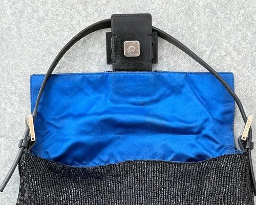 Blue satin lining inside the FENDI Mamma Baguette