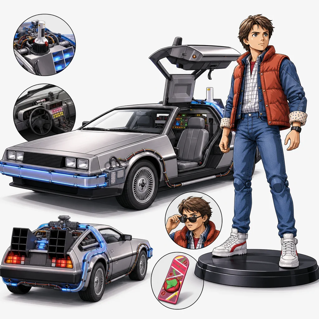 Movie Masterpiece Back to the Future DeLorean Time Machine Hot Toys 1/6 Scale About This Item