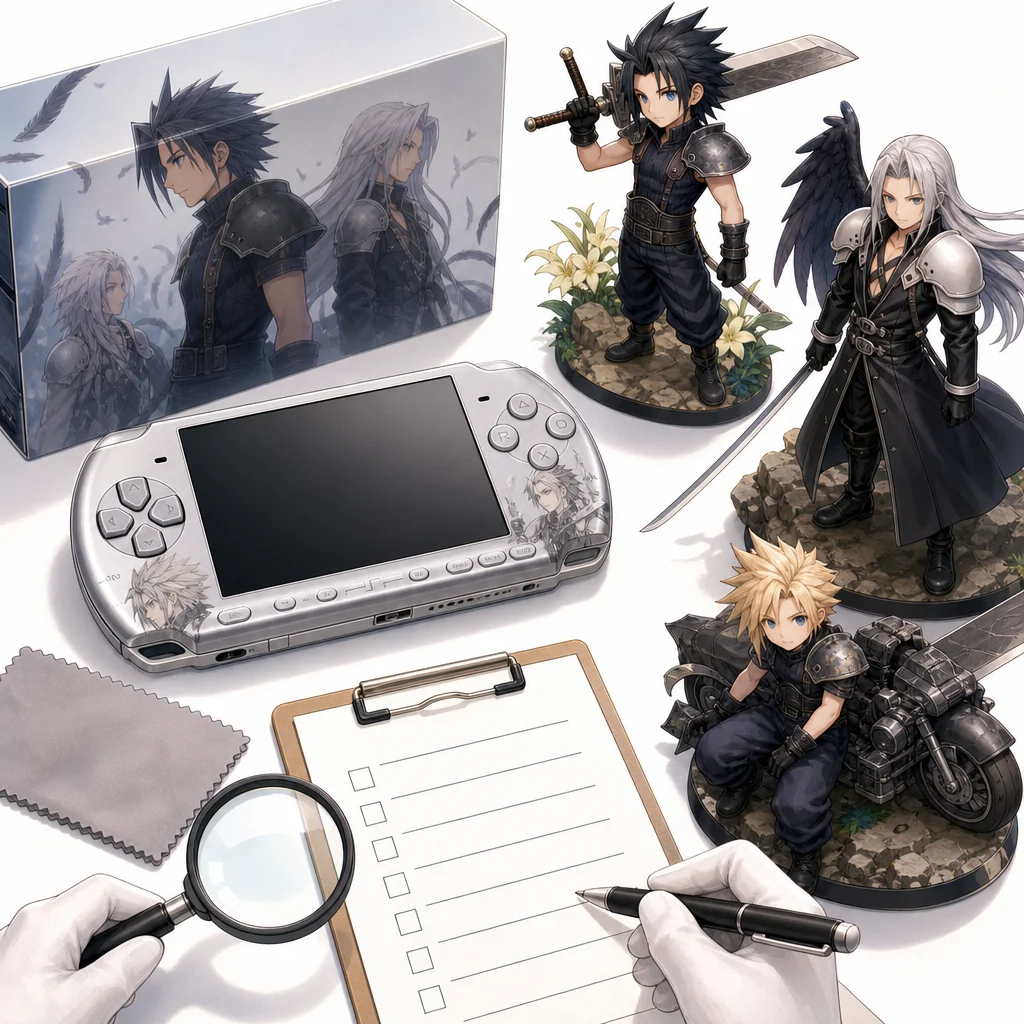 PSP 2000 Final Fantasy 7 Crisis Core Limited Edition 10th Model Silver Console Condition Checklist