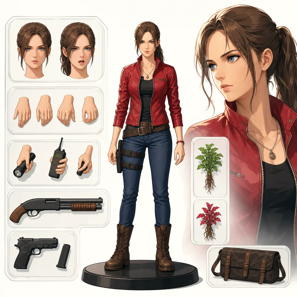 Resident Evil RE:2 Claire Redfield Note DAMTOYS 1/6 Action Figure da collezione Condition Checklist