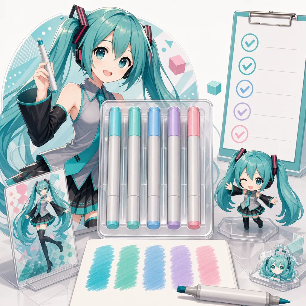 Copic Ciao Hatsune Miku Set 5 colors Vocaloid Stationery Too Marker Products Condition Checklist