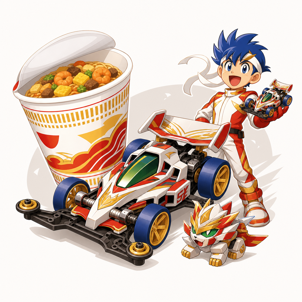 Nissin × TAMIYA Super Emperor Mini 4WD 1/32 Limited to 500 Collaboration Set About This Item