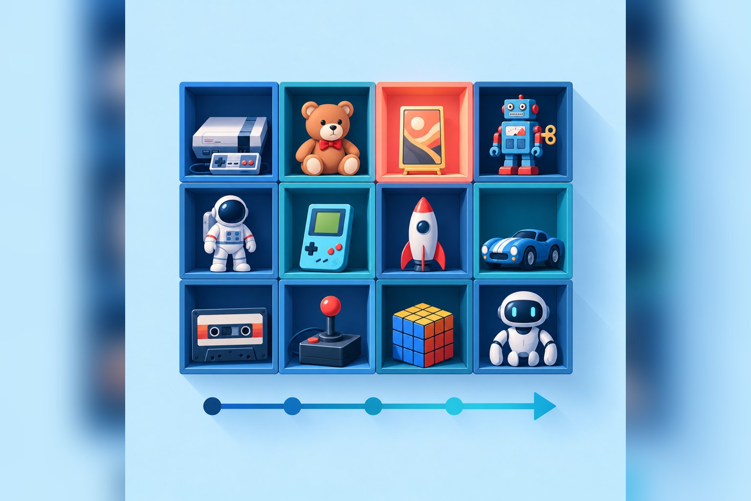 Japanese Collectibles by Decade & Series — In-Stock Cross Matrix