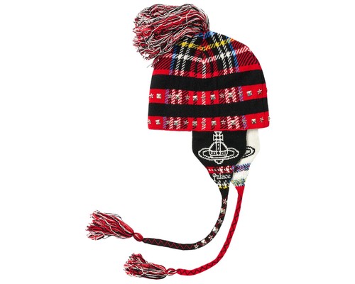 Palace x Vivienne Westwood Orb Knit Earflap Beanie in tartan