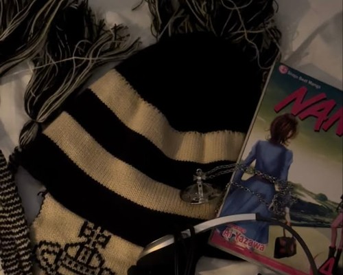 An earflap knit hat with the manga NANA